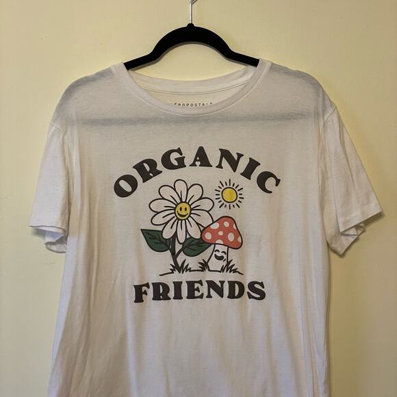 Aeropostale M short sleeve t-shirt white Organic Friends spellout casual boho - Picture 2 of 7